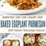 pinterest image for epic baked eggplant parmesan