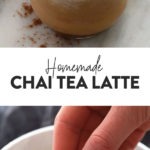 collage de fotos de té chai largo con leche